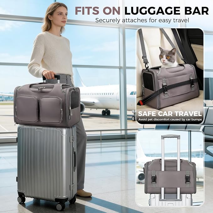 Dog, Cat Carrier for Pets Up to 15 Lbs, Airline Approved Collapsible Soft-Sided - Image 3