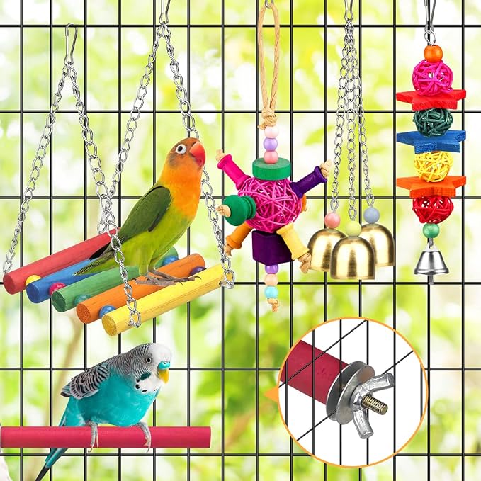 Bird Toys for Conures with Colorful Ladder Hammock Bird Cage Accerious Bird - Image 5