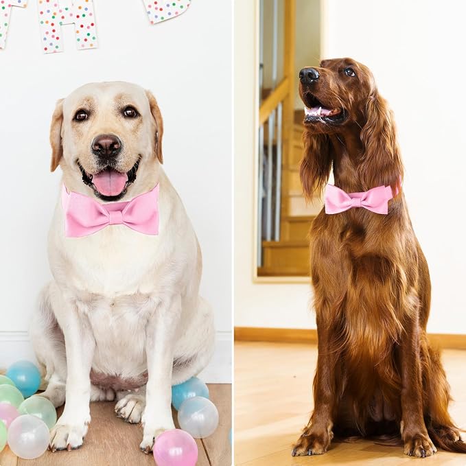 Segarty Dog Bowtie Collar for Neck Girths 12.6-18.1 inch, Adjustable Pink - Image 4