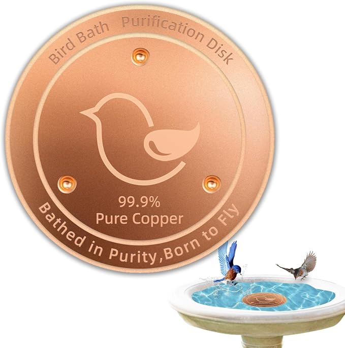 Bird Bath Copper Disk, 4.2" Large Surface Area, Covers 20% More Water Than by FASHTOUR