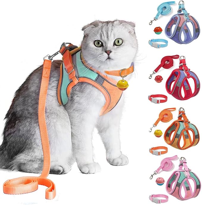 JSXD Cat Harness, Leash and Collar Set, Escape Proof Kitten Vest Harness by JSXD
