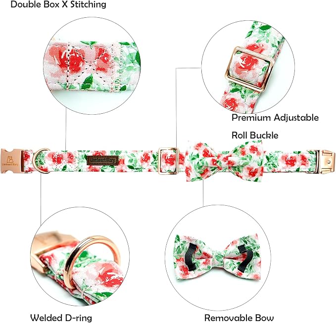 Lionheart glory Dog Collar Bow Collar Floral Dog Collar - Image 2
