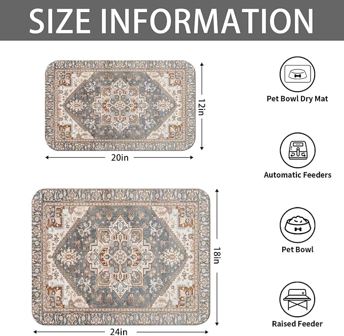 2 Pack Dog Food Mats for Floors, Absorbent and Quick-Drying Pet Cat Food Mat - Image 6