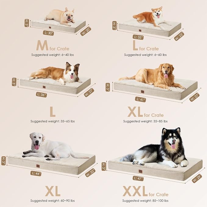 EHEYCIGA Waterproof Dog Bed Orthopedic 41"x27", Memory Foam Pet Bed - Image 3