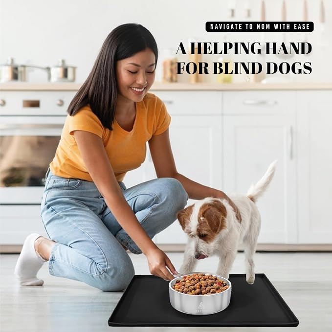 AVERYDAY 100% Waterproof Thicker Silicone Dog Food Mat, 0.63'' Raised Edge Bowl - Image 7