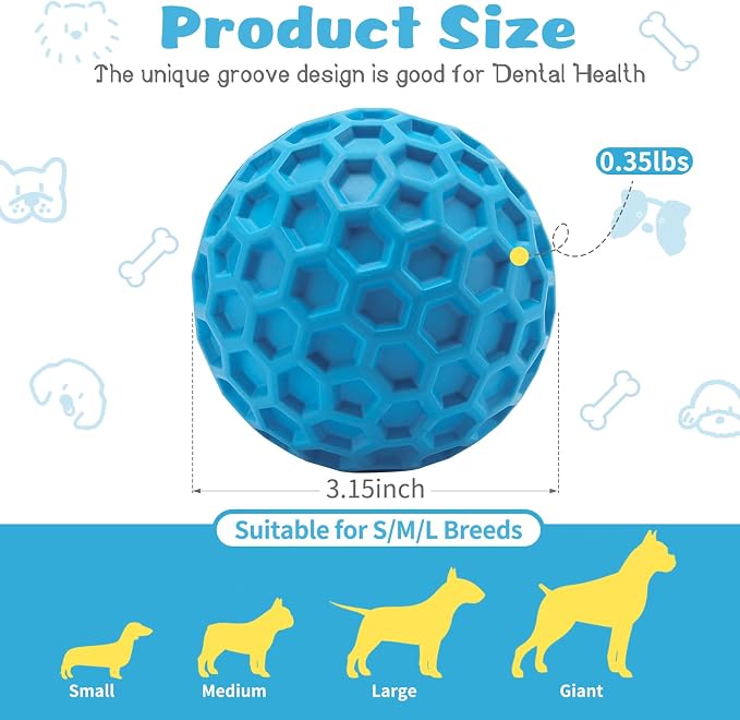 HIPPIH Indestructible Squeaky Dog Toys, Interactive Dog Balls 2 Pack, Dog Chew - Image 2