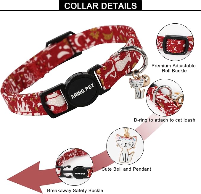 ARING PET 2 Pack Christmas Cat Collars-Cute Cat Collar Breakaway - Image 4
