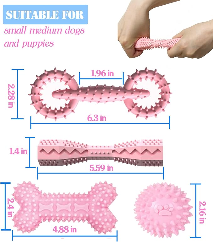 4 Pack Puppy Teething Toys Dog Durable Chew Toys Soft Rubber Toy Dog Teeth - Image 6
