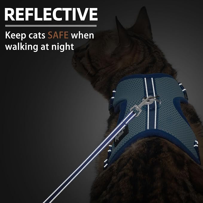 PUPTECK Cat Harness and Leash Set Escape Proof, Reflective Adjustable Soft Mesh - Image 5