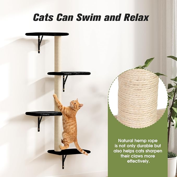 COZIWOW Wall Mounted Cat Furniture, Cat Wall Shelves and Perches, Floating Cat - Image 4