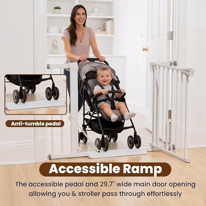 Baby Gate for Stairs, 29.7-40.6" Pressure Mounted Dog Gate, Auto Close Safety - Image 6