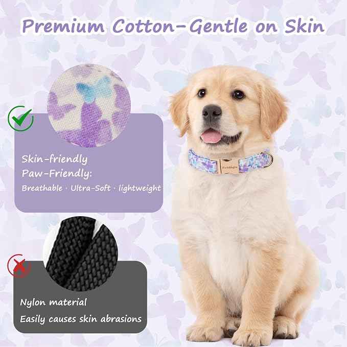 Elegant Butterfly Dog Collar, Adjustable Comfortable