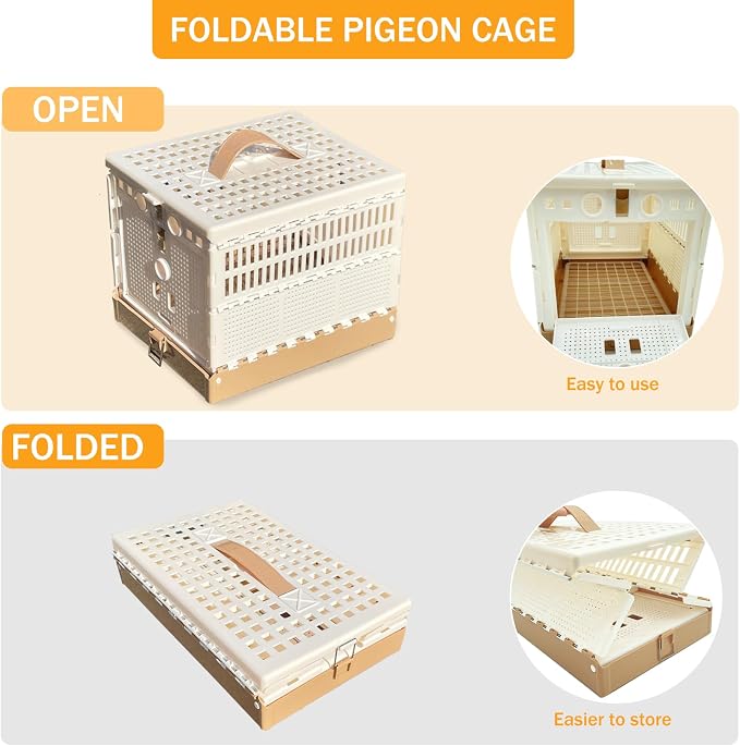 Folding Pigeon Cage Racing Pigeons Travel Cage Pairing Cage Plastic Two Doors - Image 3