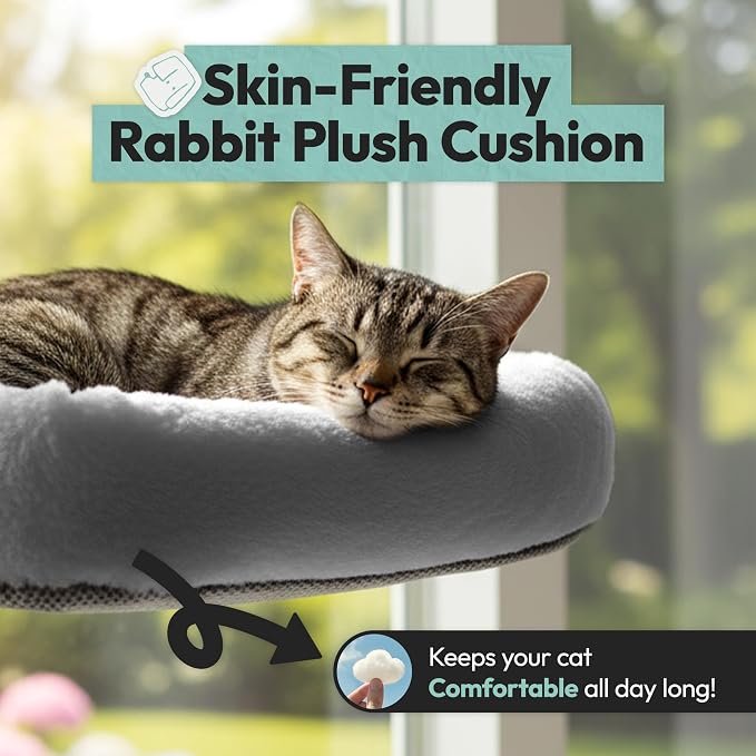 Cordless Cat Window Perch, Foldable Cat Window Hammock, 4 Strong Suction Cups - Image 3