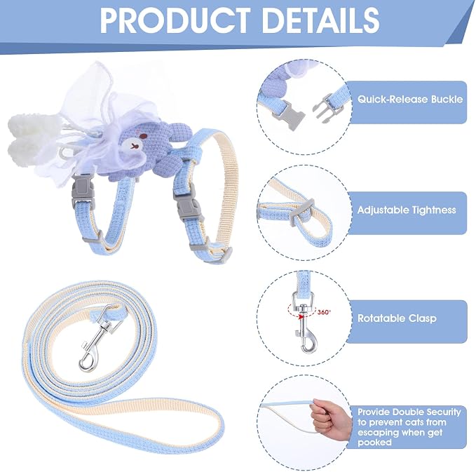 TIESOME Cat Harness and Leash Set, Adjustable Gradient Kitten Harness Escape - Image 4