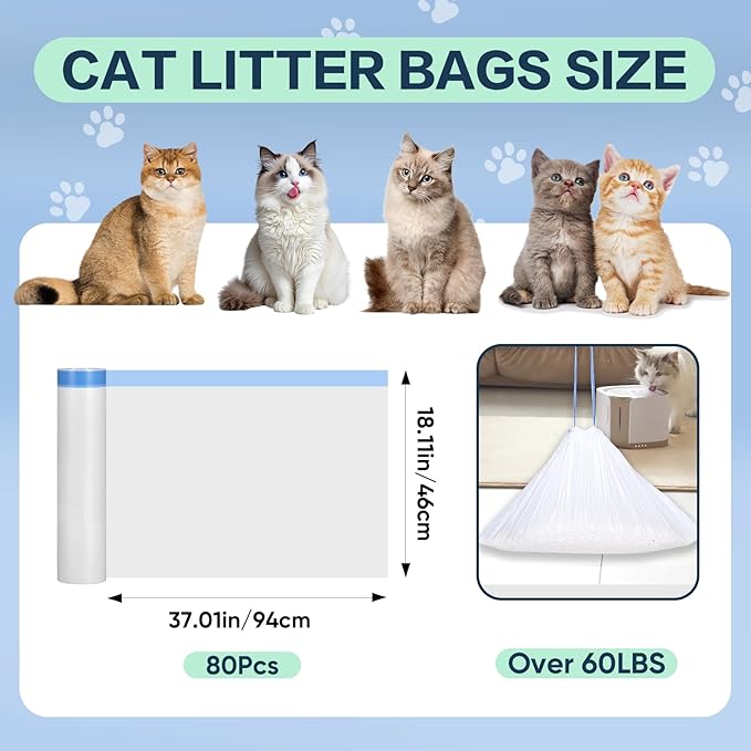 80 Count Jumbo Cat Litter Box Liners, Cat Litter Liners - Image 2