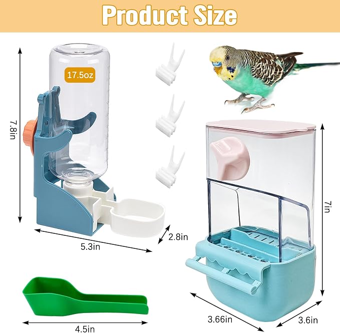 BNOSDM Automatic Bird Feeder Water Dispenser Set No Mess Bird Cage Feeders - Image 8