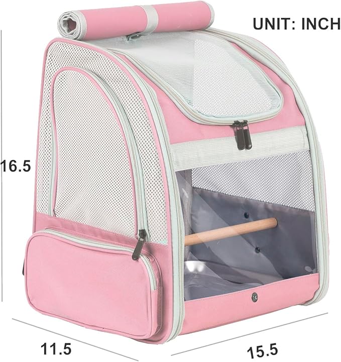 Bird Carrier Backpack with Wooden Stand Perch, Vented and Breathable Bag to - Image 2