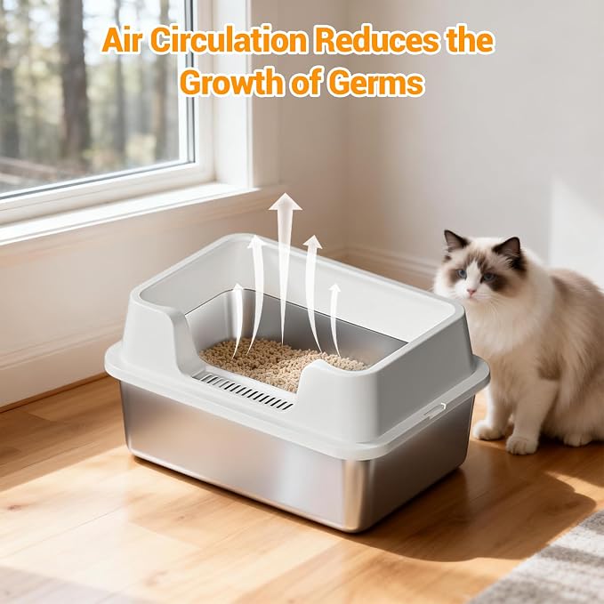 Stainless Steel Litter Box, XL Enclosed Cat Litter Boxes - Image 6