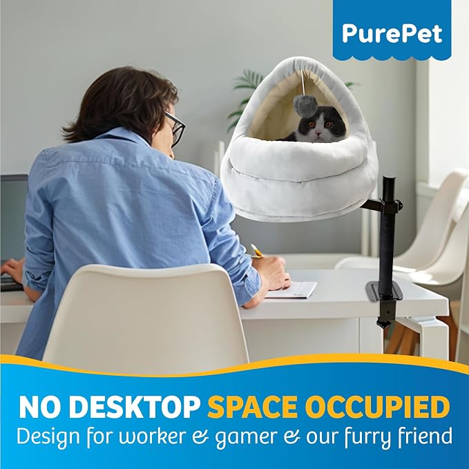 Cat Desk Bed with Scratching Post – Elevated Modern Perch - Image 7
