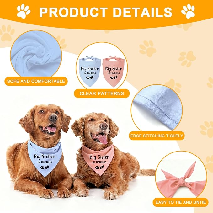 2 Pack Dog Bandana Pregnancy Announcement, Big Brother Sister in Training - Image 3