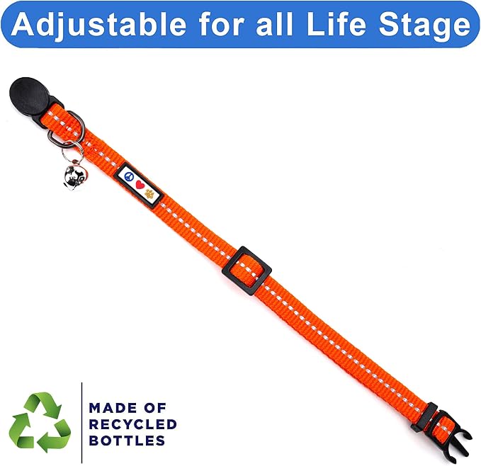 Pawtitas Recycled Orange Reflective Cat Collar – Eco-Friendly Breakaway Safety - Image 5