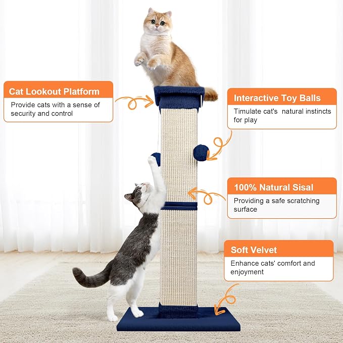 Cat Scratching Post 33 Inch Nature Sisal Scratch Post - Image 4