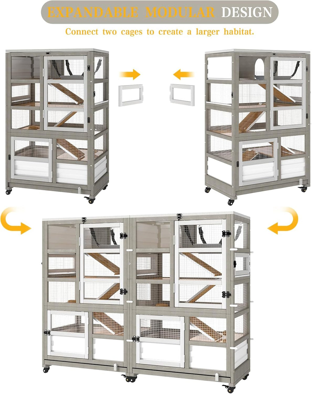 5-Tier Wooden Guinea Pig Cage on Wheels - GlobalHabitat Supply