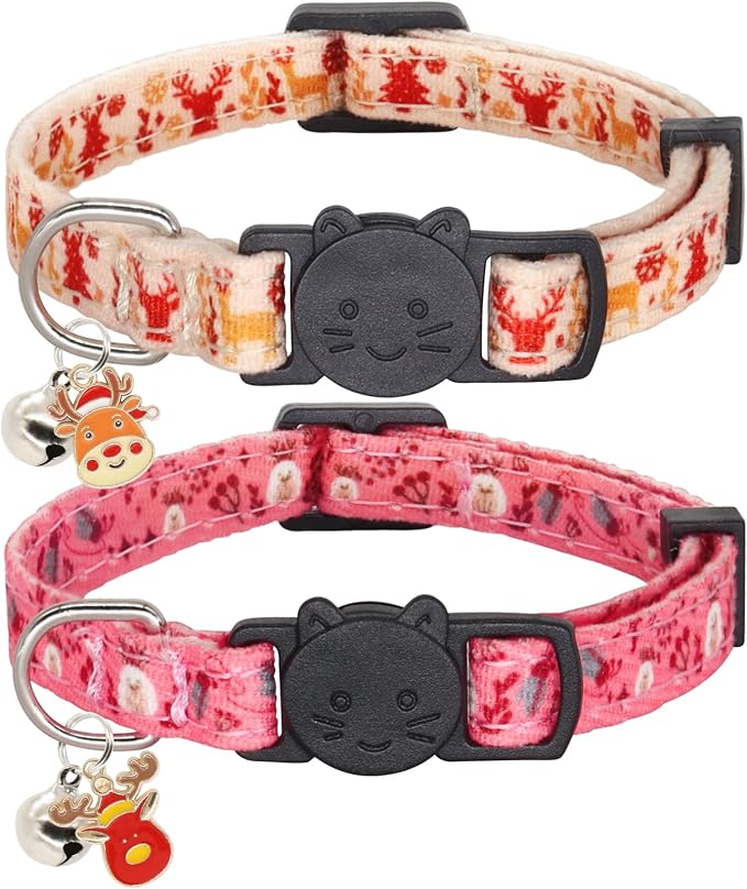 Christmas Cat Collar, Cotton 2 Pack Cat Collar by Giecooh