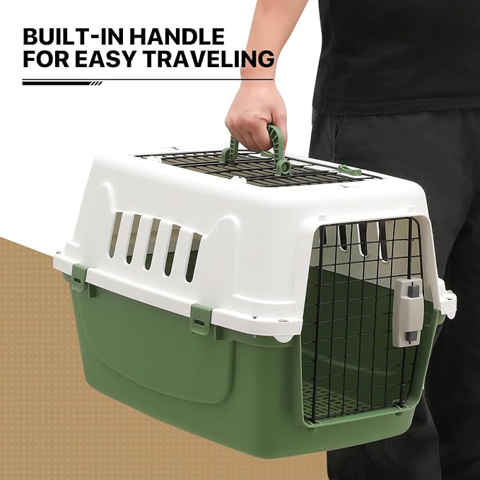 MoNiBloom 22-Inch Dog Crate Plastic 2-Door Top Loading Cat Carrier, Hard-Sided - Image 10