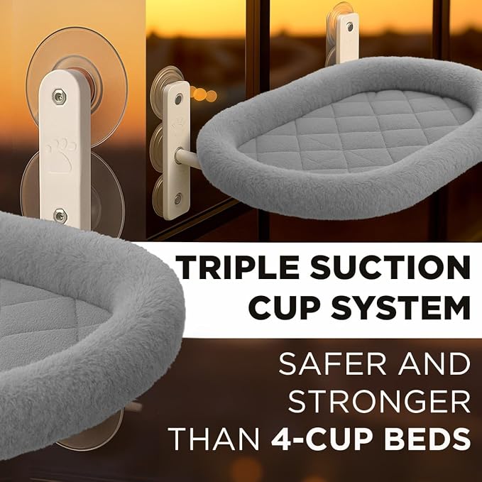 Cat Window Perch – Strong 6 Suction Cup Foldable Cat Hammock Bed - Image 3