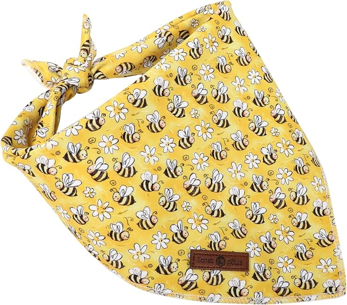 Lionet Paws Spring Summer Bee Dog Bandana Washable Cotton Handkerchief Scarf - Image 4