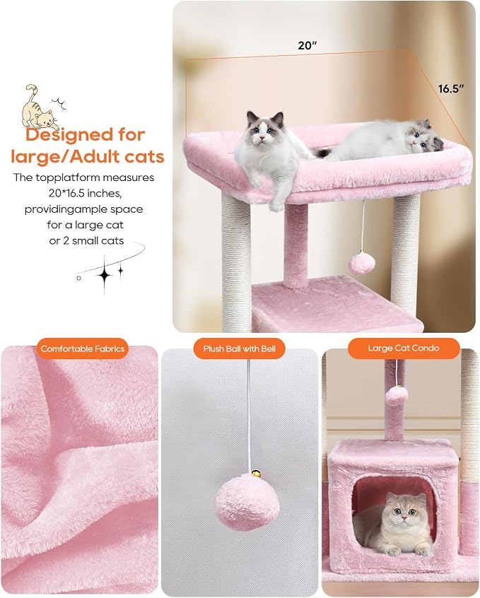 SYANDLVY Small Cat Tree for Indoor Cats Large Adult, Modern House - Image 4