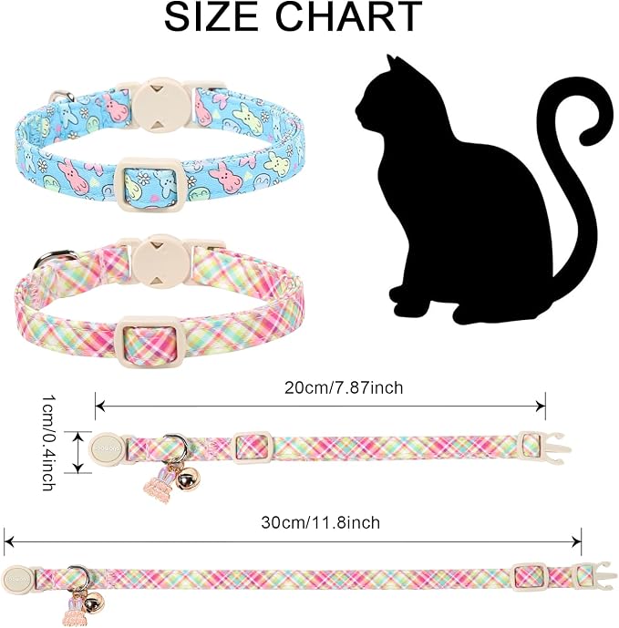 DOGWONG 2 Pack Easter Day Cat Collar Breakaway, Safety Adjustable Easter Plaid - Image 4