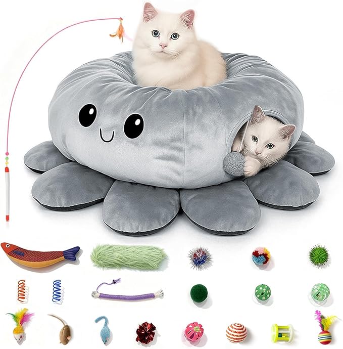 Cat Tunnel Bed for Indoor Cats, Peekaboo Cat Cave Bed, Cat Tunnel Christmas by FortheHeartbeatinYourLap