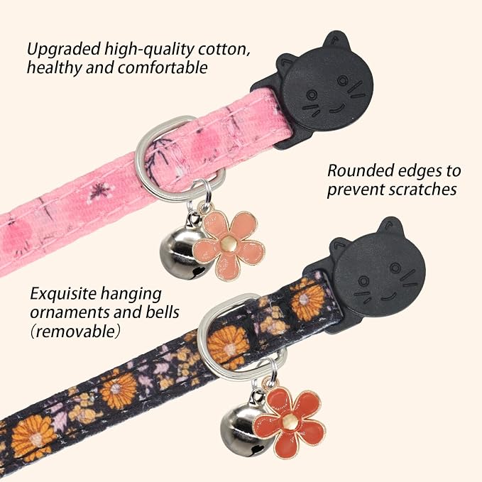 Cat Collar Breakaway, 2 Pack Cotton Cats Collars - Image 5
