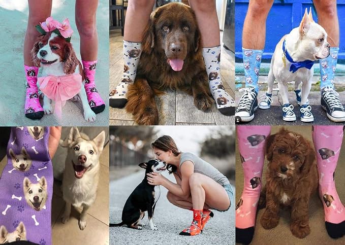 MyPupSocks Custom Personalized Photo Pet Face Socks, Cat and Dog Tracks Paws - Image 2