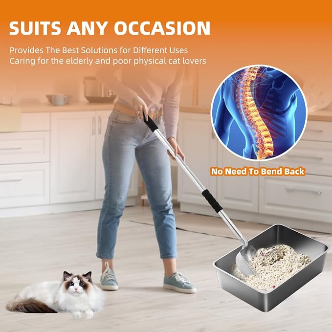 Cat Litter Sifter Metal Pet Scoop Kitty Cat Scooper Non-Stick Coated - Image 2