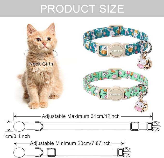 ARING PET 2 Pack Easter Cat Collars-Cute Bunny Cat Collar Breakaway - Image 4