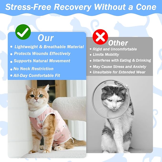 Coppthinktu Cat Recovery Suit Female, Breathable Cat Onesie After Surgery Female - Image 3