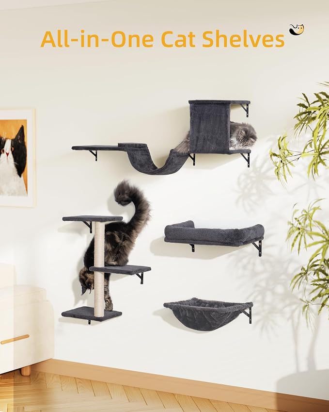 Heavy Duty Cat Wall Shelves for Indoor Cats Large Adult, 5-in-1 Wall-Mounted - Image 8