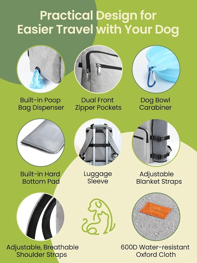 Dog Travel Bag All-in-One Set: DELOMO 25L Airline Approved Dog Travel Backpack - Image 6