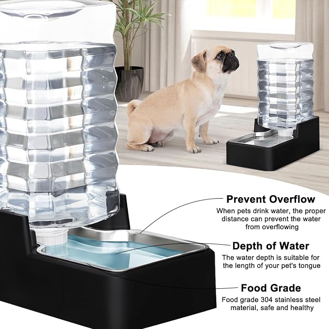 RIZZARI Stainless Steel Pet Water Feeder: 10L Gravity Leak-Proof Auto Refill - Image 3