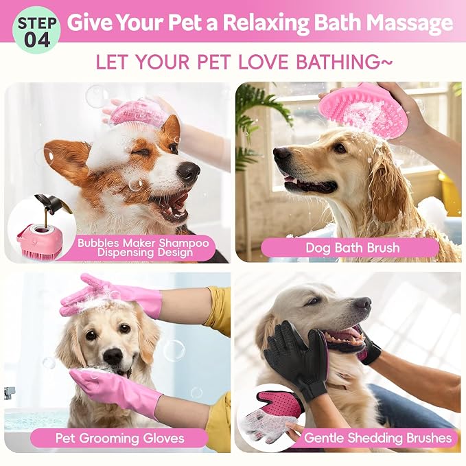 Dog Brush for Shedding 13pcs Bath Grooming Kit - Image 6