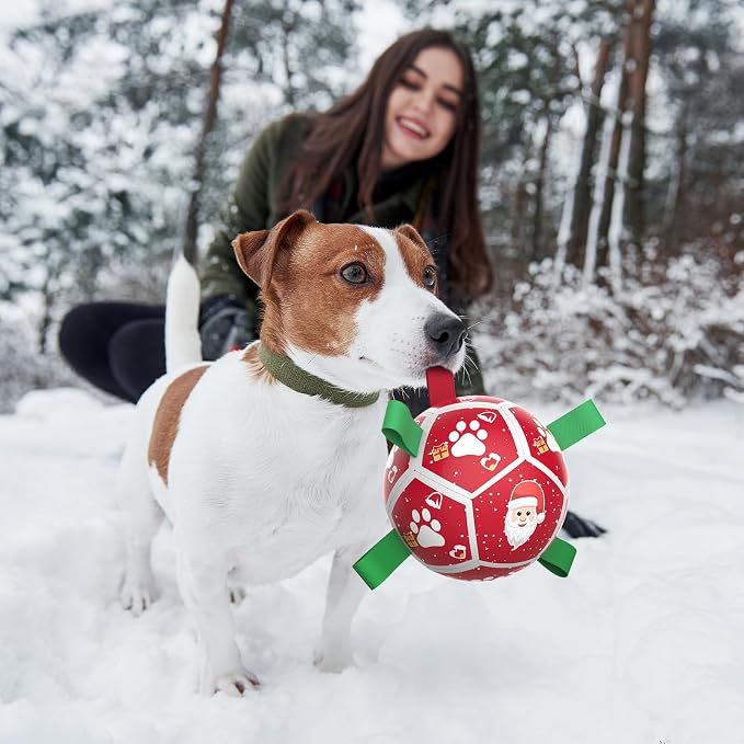 QDAN Small Christmas Dog Toys, Soccer Ball - Image 3