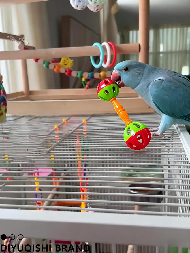 10-Pack Bird Toys for Parrots – Natural Rattan & Plastic Bell Balls – Safe - Image 7