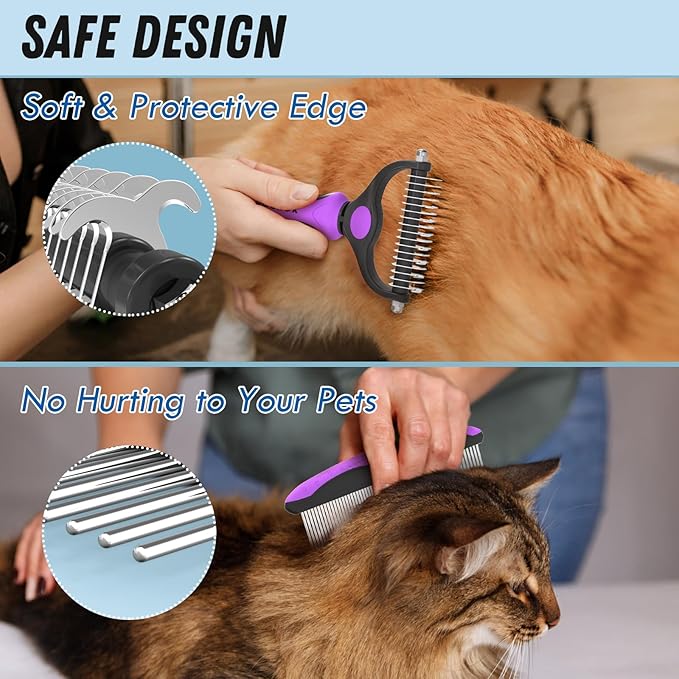 Pet Grooming Brush and Metal Comb Combo - Image 4