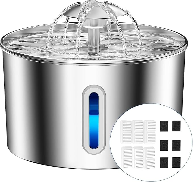 Cat Water Fountain Stainless Steel - 74oz/2.2L Corded Pet Water Dispenser by CatWaterFountain