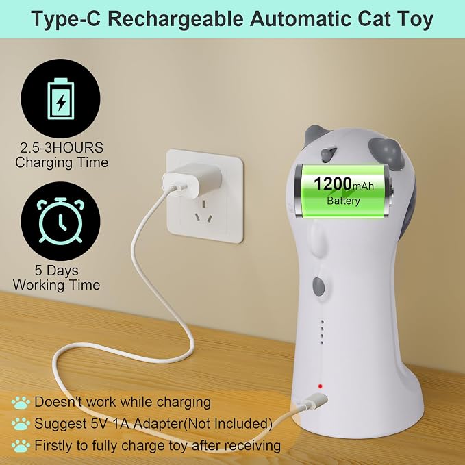 TBTeek Cat Toy, Automatic Motion-Activated, 5 Fun Patterns, 4 Speed Modes - Image 6