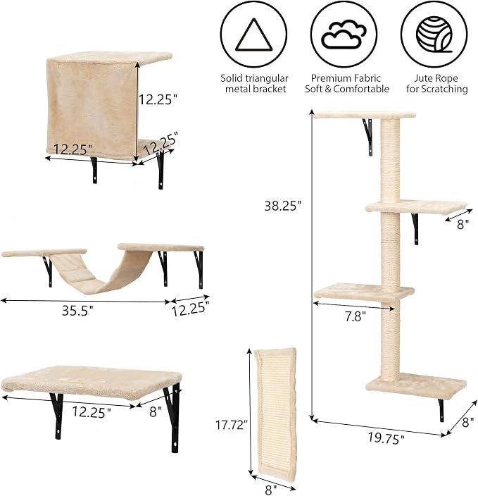 COZIWOW Wall Mounted Cat Furniture, Cat Wall Shelves and Perches, Floating Cat - Image 6